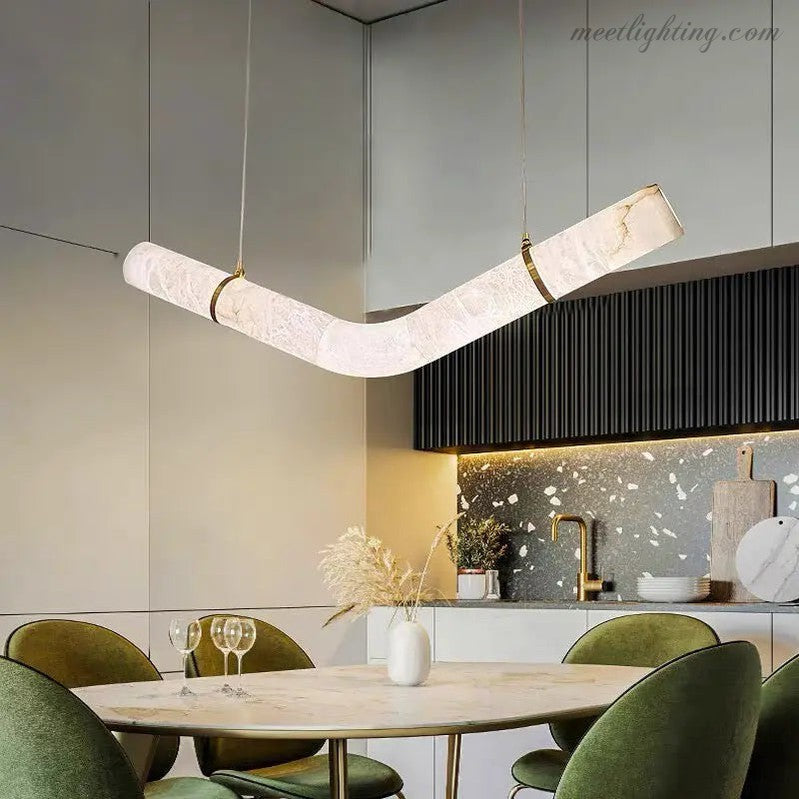 Alabaster Kitchen Round Tube Pendant Lighting-Meet Lighting