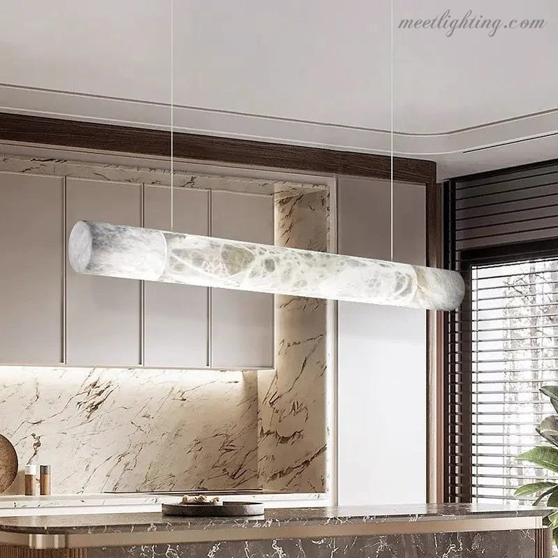 Alabaster Kitchen Round Tube Pendant Lights-Meet Lighting