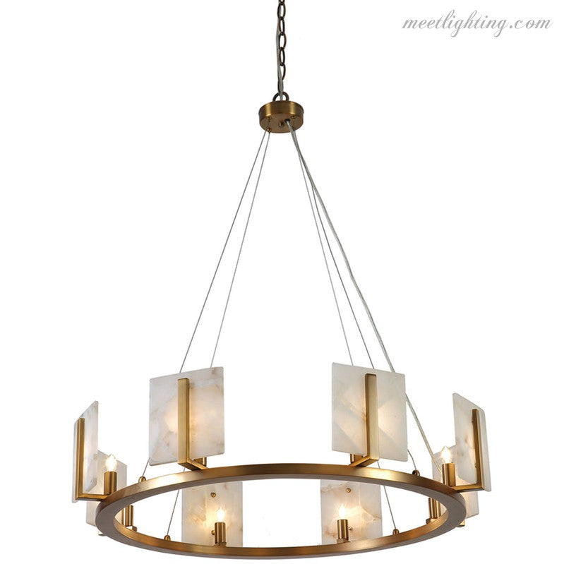 Alabaster Large Contemporary Halo Chandelier-MEET LIGHTING