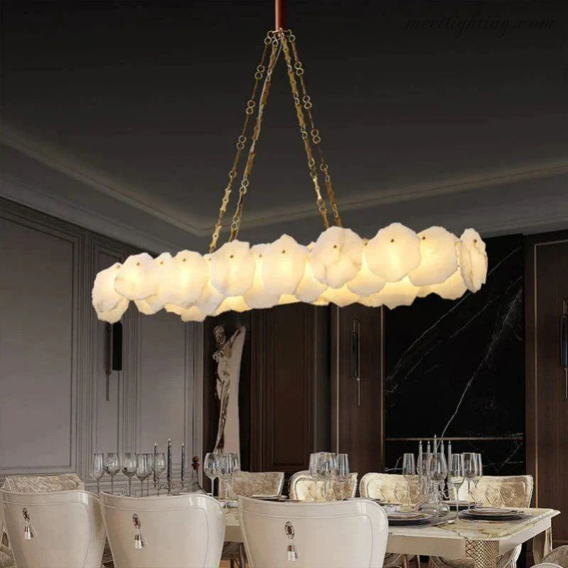 Alabaster Linear Chandelier (Chain)-MEET LIGHTING