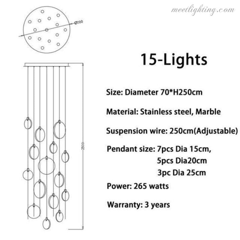 Alabaster Long Staircase Chandelier-Meet Lighting