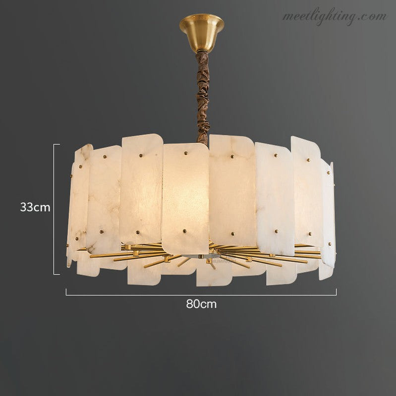 Alabaster Lorry Round Chandelier 20" 31"-Meet Lighting