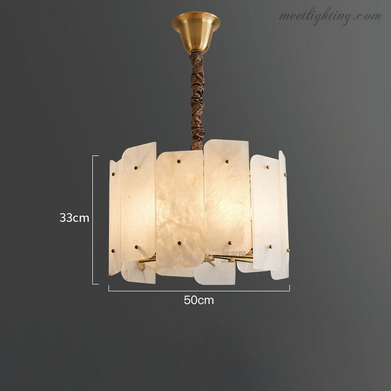 Alabaster Lorry Round Chandelier 20" 31"-Meet Lighting