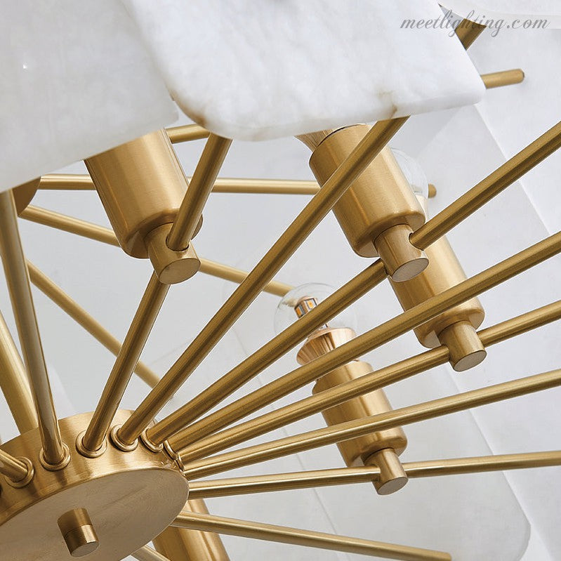 Alabaster Lorry Round Chandelier 20" 31"-MEET LIGHTING