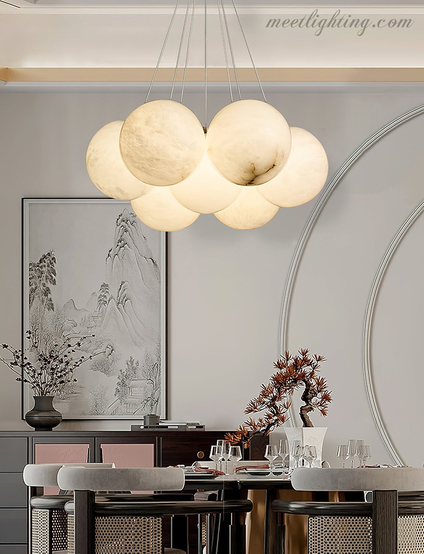 Alabaster Lunar Chandelier-Meet Lighting