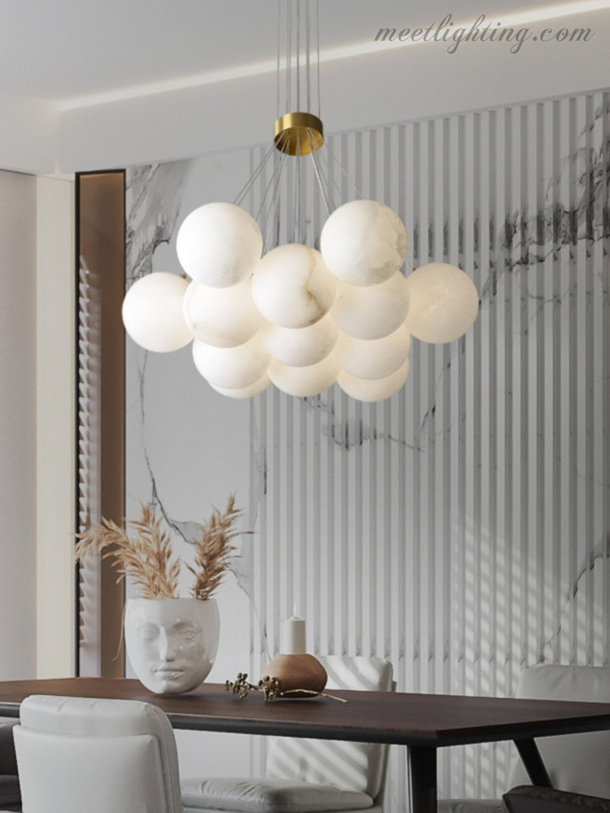 Alabaster Lunar Chandelier-Meet Lighting