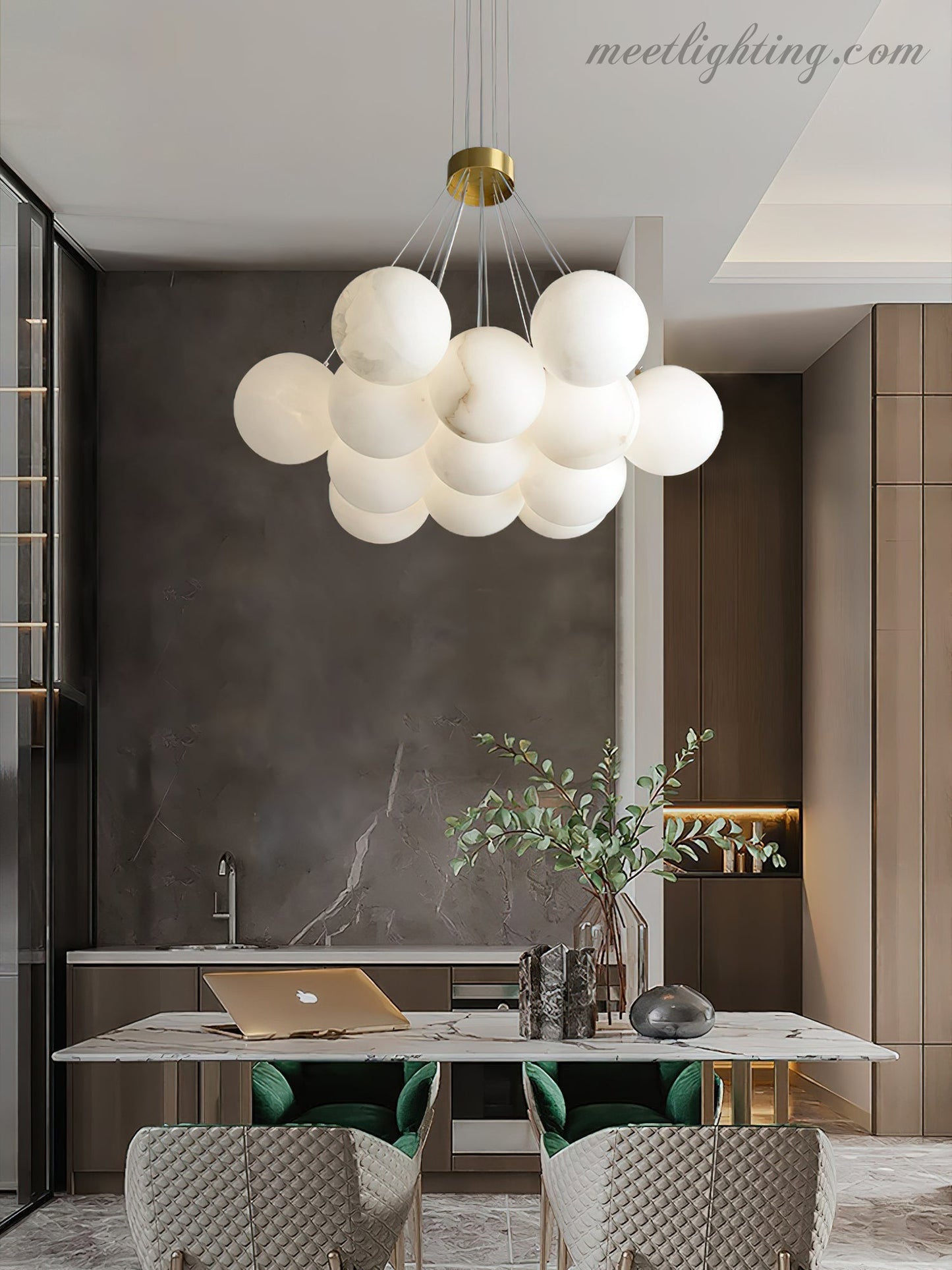 Alabaster Lunar Chandelier-Meet Lighting