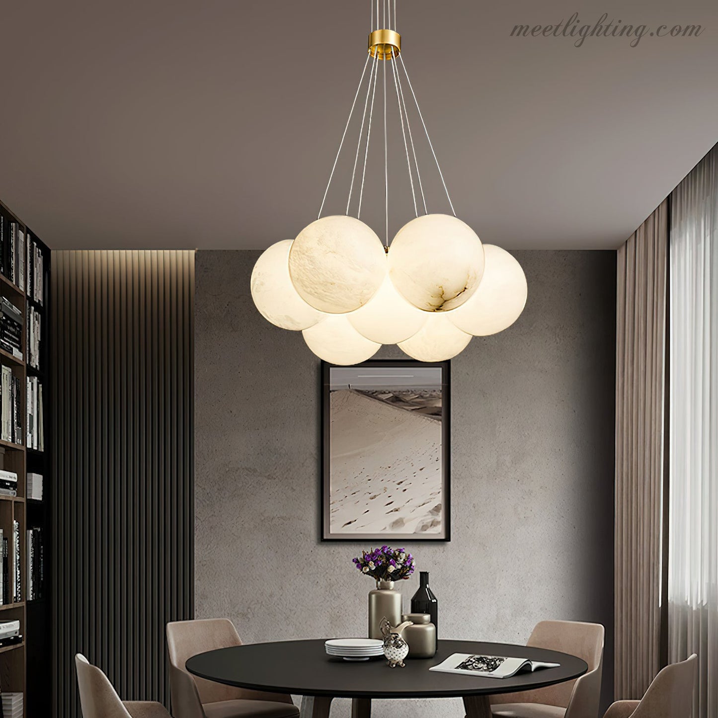 Alabaster Lunar Chandelier-Meet Lighting