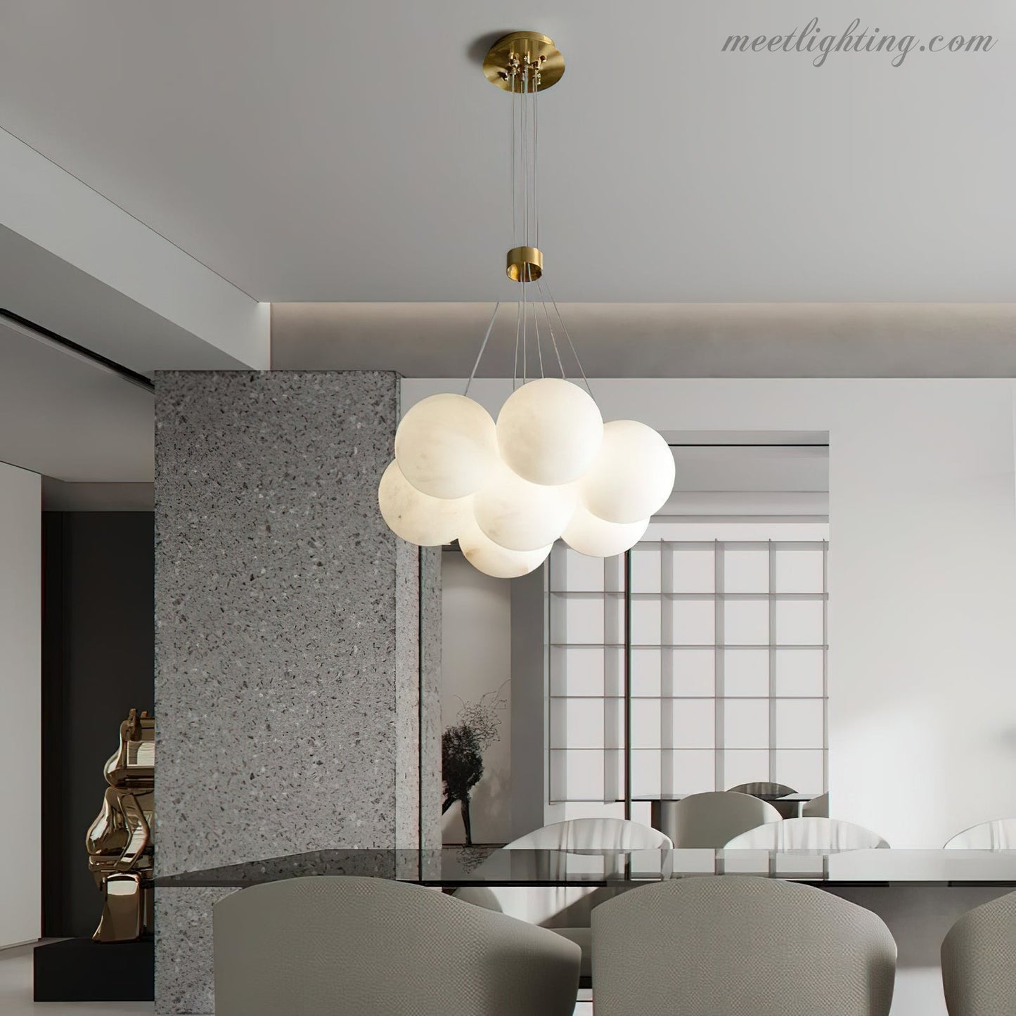 Alabaster Lunar Chandelier-Meet Lighting