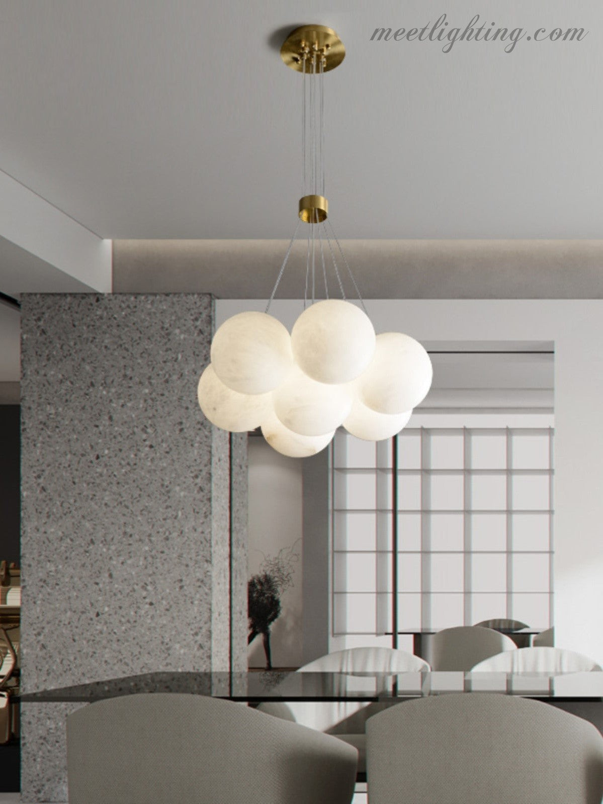 Alabaster Lunar Chandelier-Meet Lighting