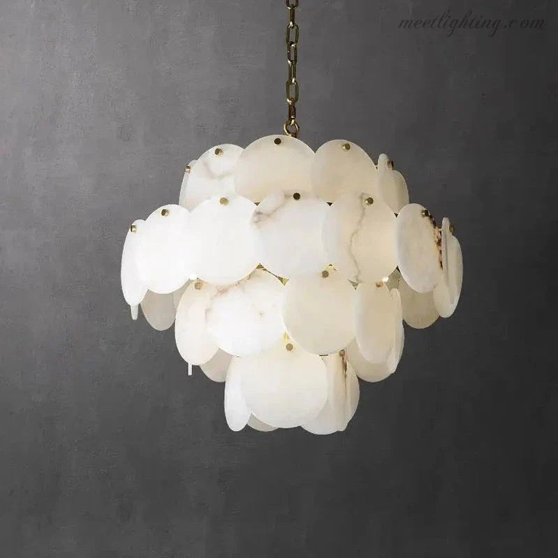 Alabaster Magnolia Multi-Tiered Round Chandelier-MEET LIGHTING