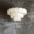 Alabaster Magnolia Multi-Tiered Round Chandelier-MEET LIGHTING