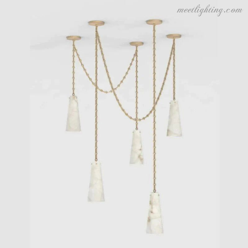 Alabaster Modern 5-Light Marble Chandelier-Meet Lighting