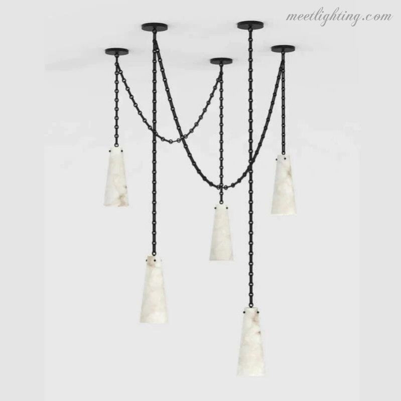 Alabaster Modern 5-Light Marble Chandelier-Meet Lighting