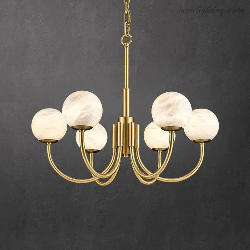 Alabaster Modern Brass Chandelier-Meet Lighting