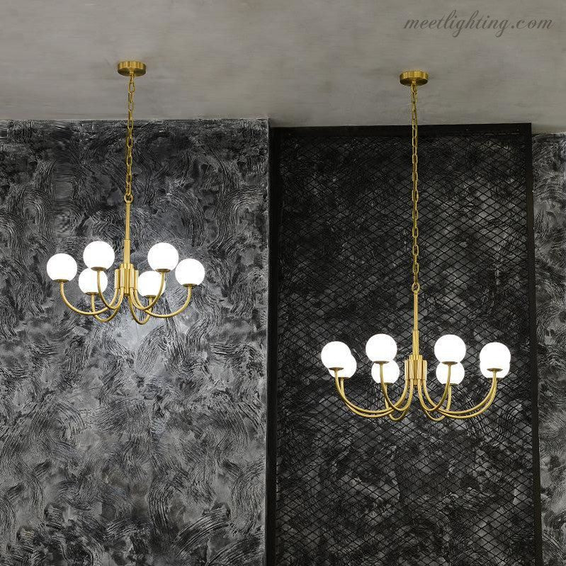 Alabaster Modern Brass Chandelier-Meet Lighting