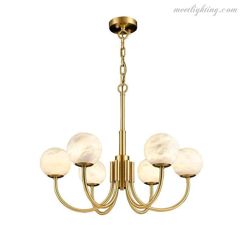 Alabaster Modern Brass Chandelier-Meet Lighting