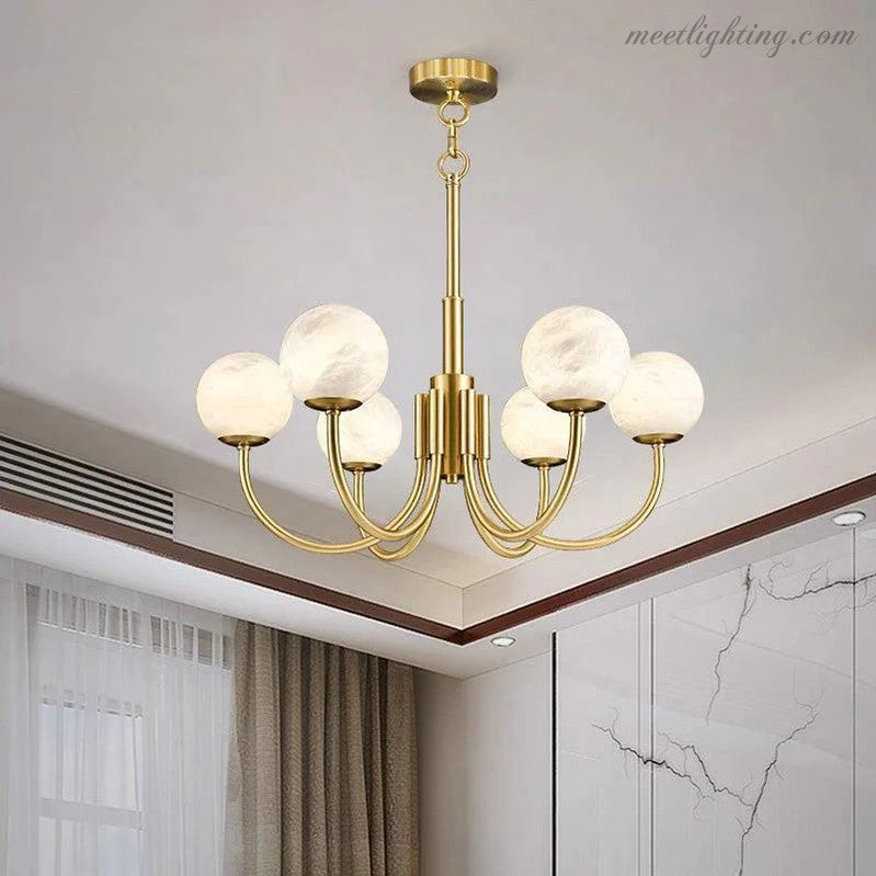 Alabaster Modern Brass Chandelier-Meet Lighting