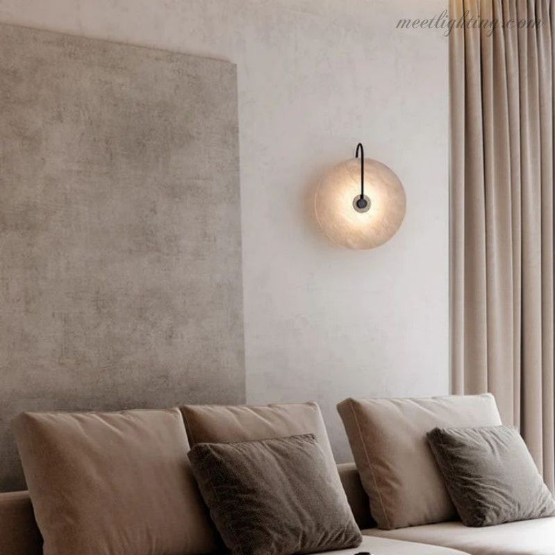 Alabaster Modern Disc Wall Sconce-Meet Lighting