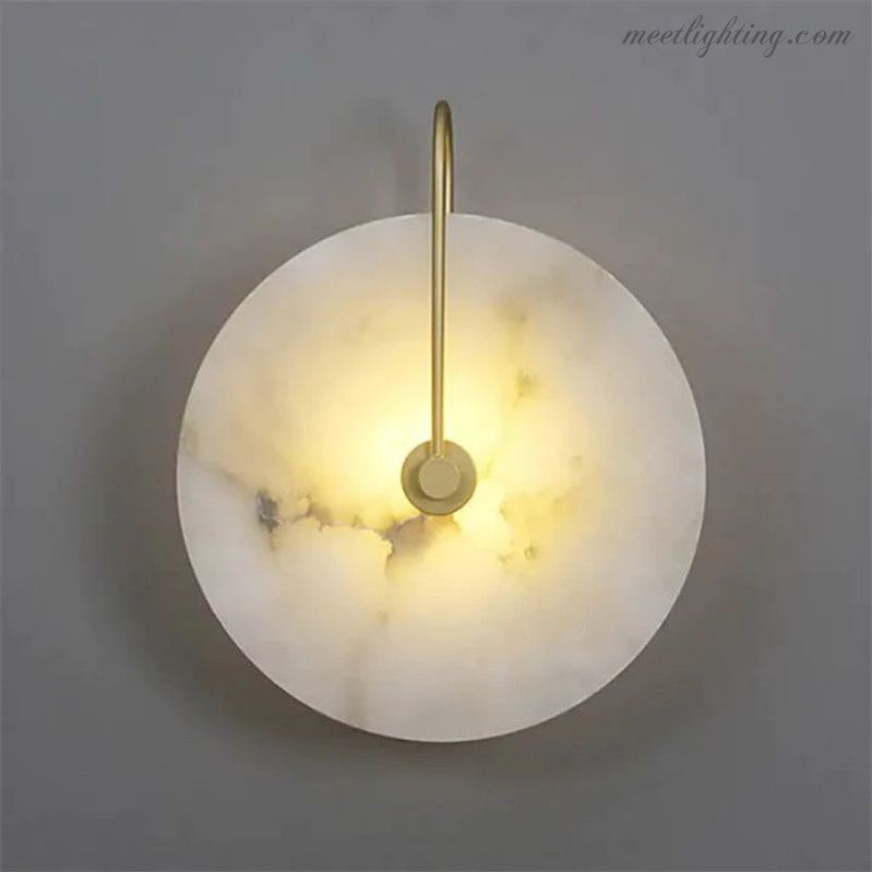 Alabaster Modern Disc Wall Sconce-Meet Lighting