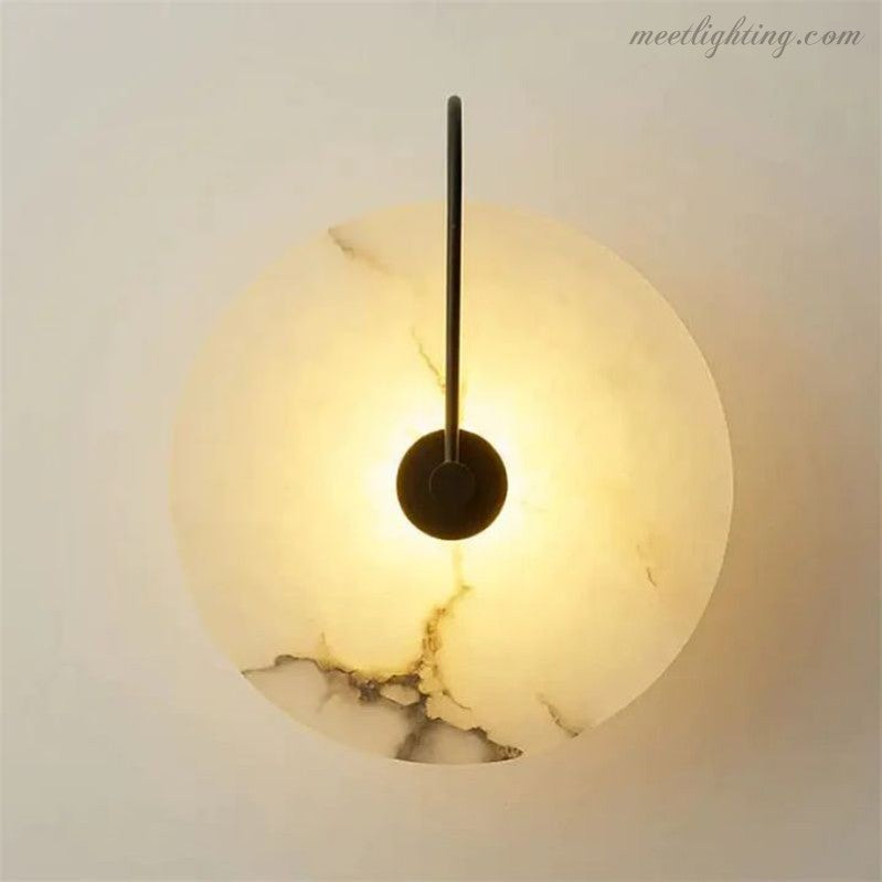 Alabaster Modern Disc Wall Sconce-Meet Lighting