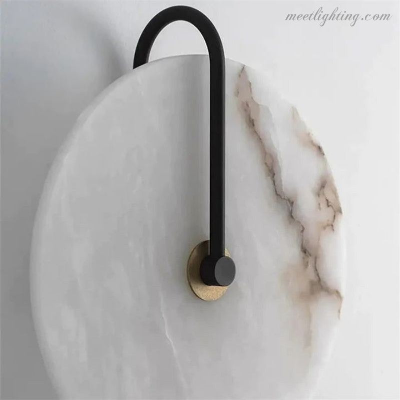 Alabaster Modern Disc Wall Sconce-Meet Lighting