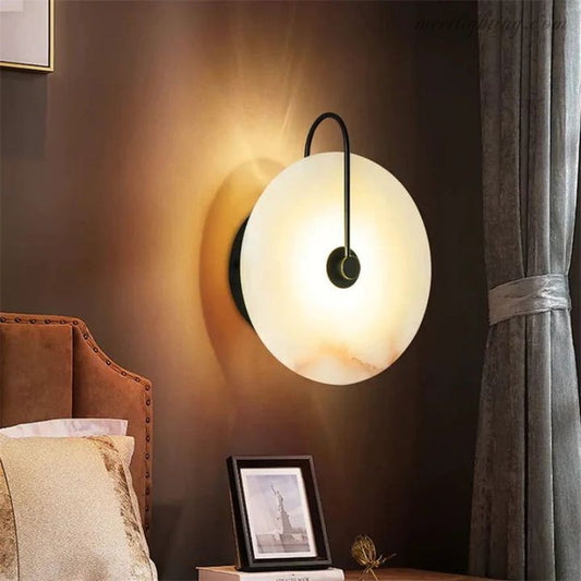 Alabaster Modern Disc Wall Sconce-Meet Lighting