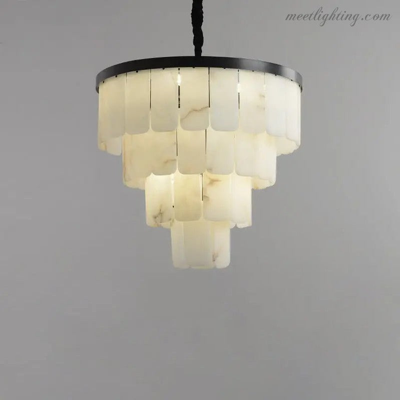 Alabaster Modern Multi-Tiered Round Chandelier-Meet Lighting