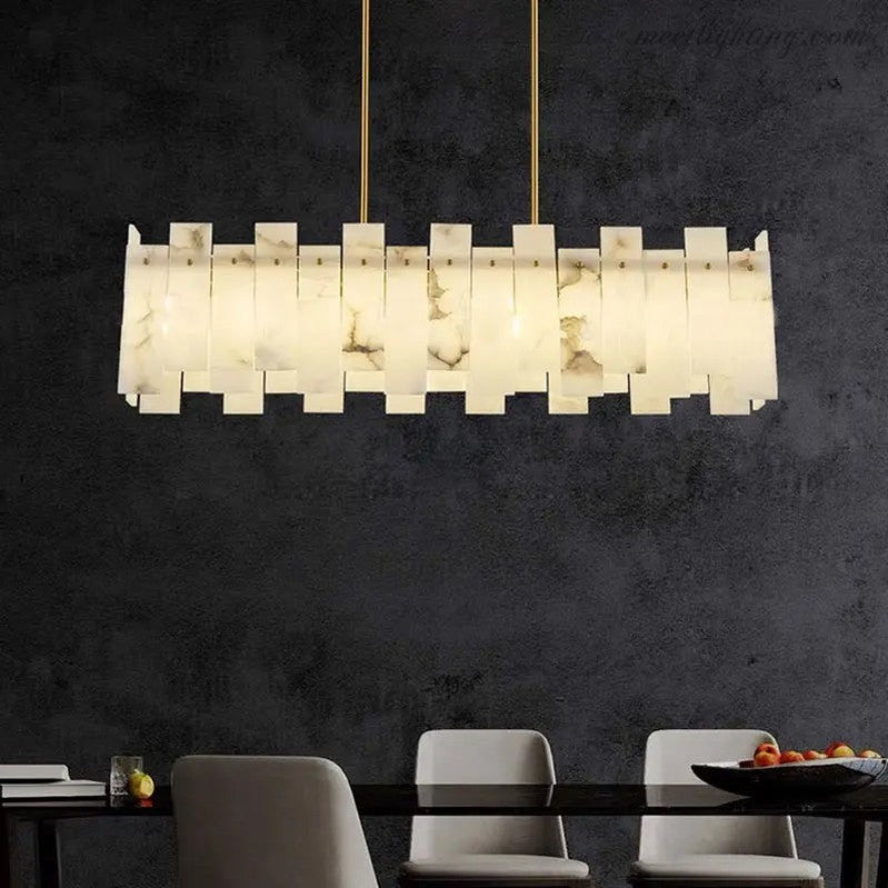Alabaster Modern Rectangular Dining Room Chandeliers-MEET LIGHTING