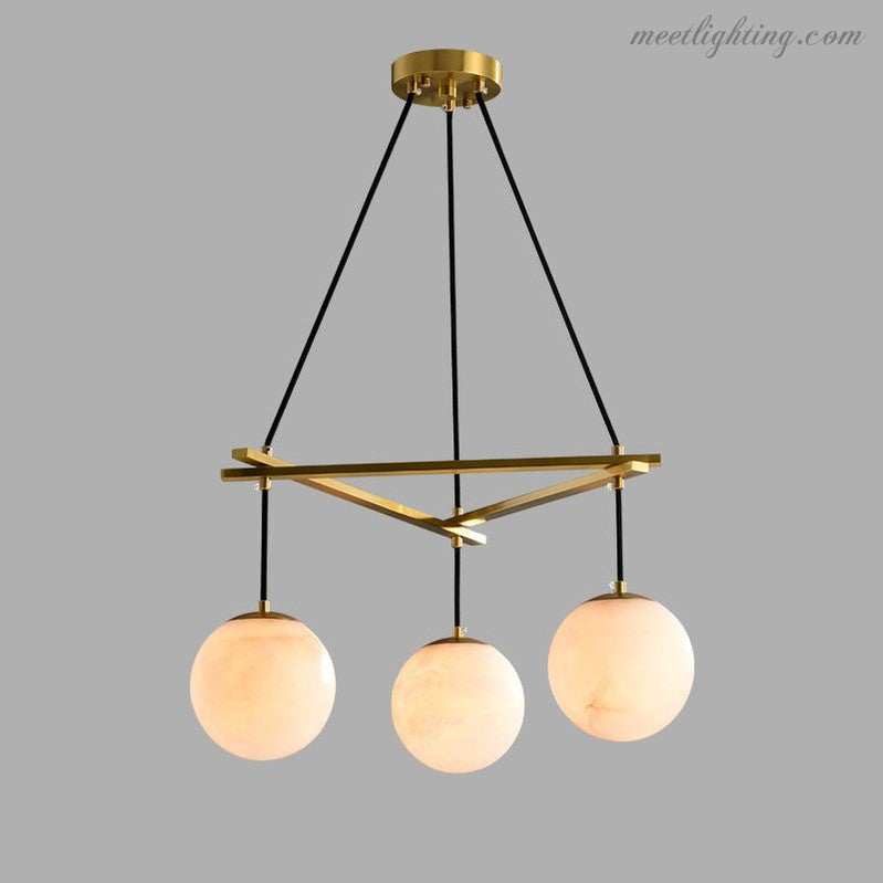 Alabaster Modern Round Ball Chandelier-Meet Lighting