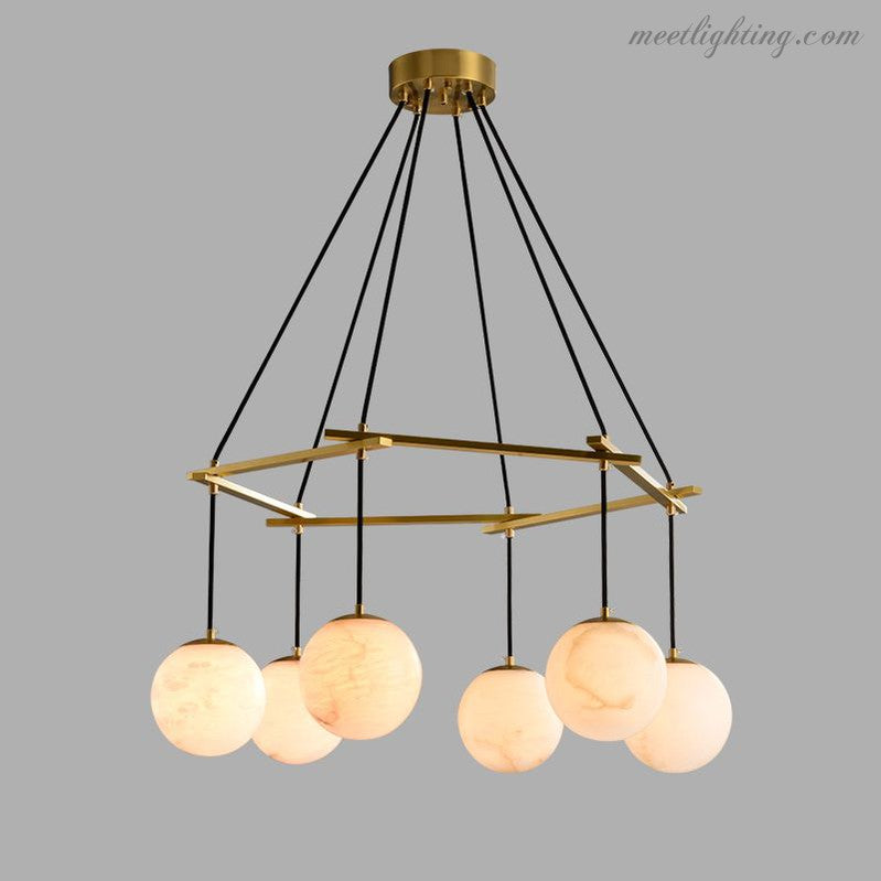 Alabaster Modern Round Ball Chandelier-Meet Lighting