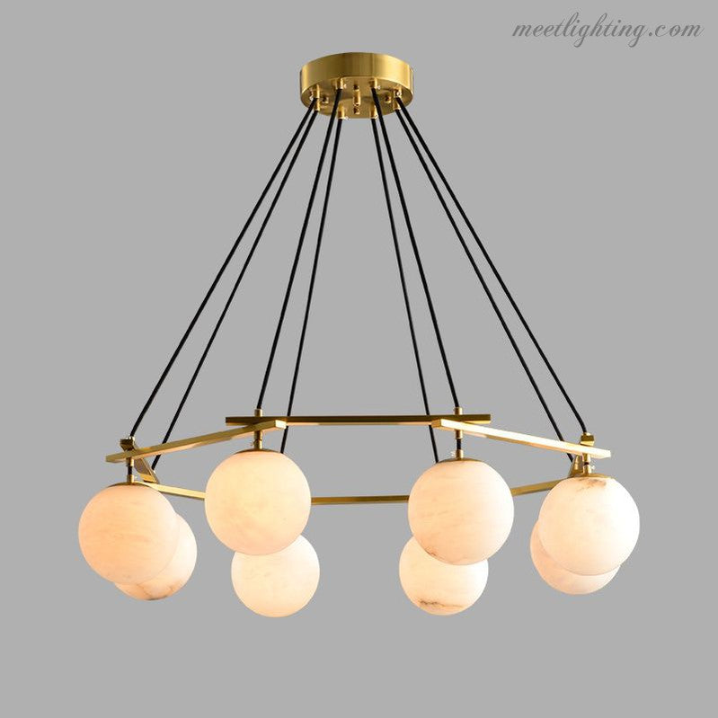 Alabaster Modern Round Ball Chandelier-Meet Lighting