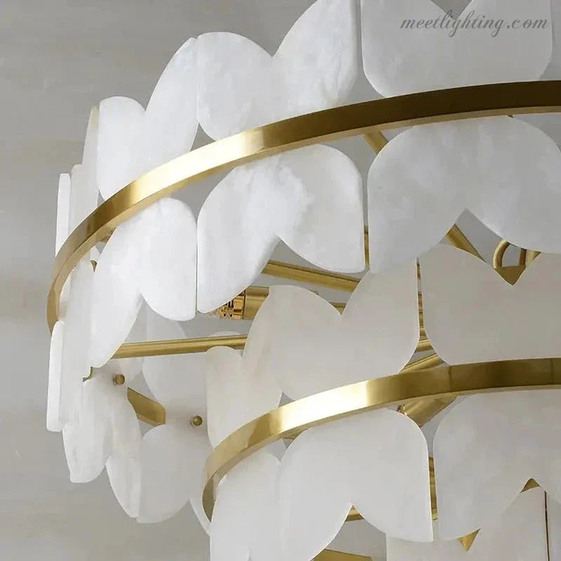 Alabaster Multi-Layer Butterfly Round Chandelier-MEET LIGHTING