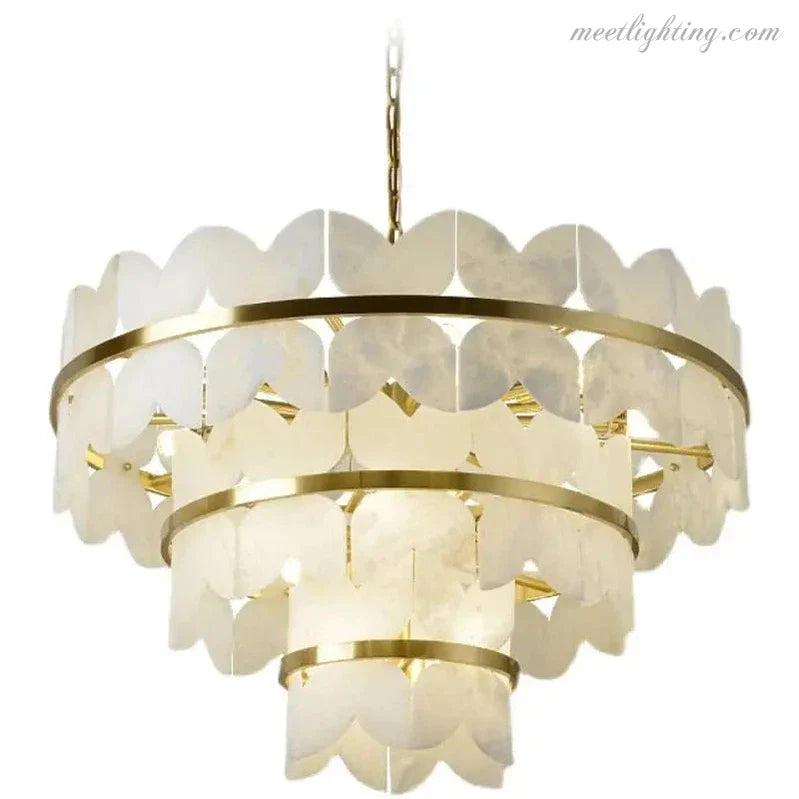 Alabaster Multi-Layer Butterfly Round Chandelier-MEET LIGHTING