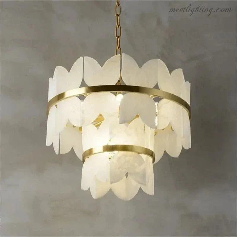 Alabaster Multi-Layer Butterfly Round Chandelier-MEET LIGHTING