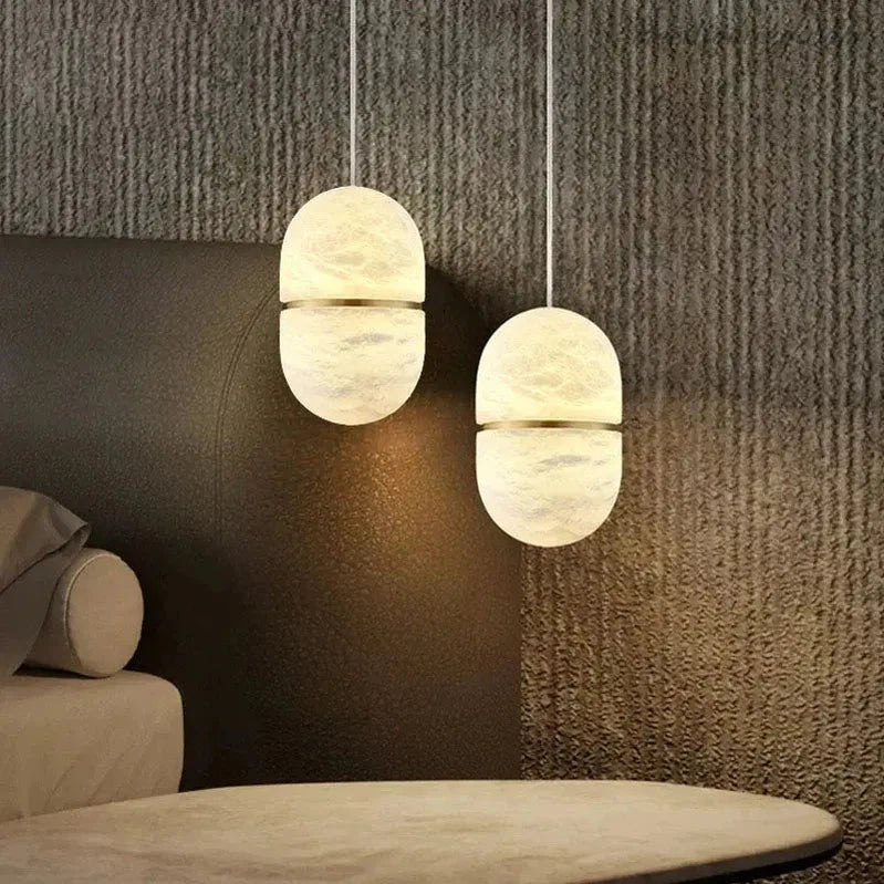 Alabaster Oval Pendant Light-Meet Lighting