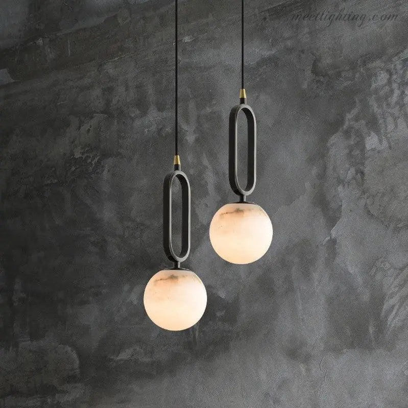 Alabaster Oval Ring Pendant Light-Meet Lighting