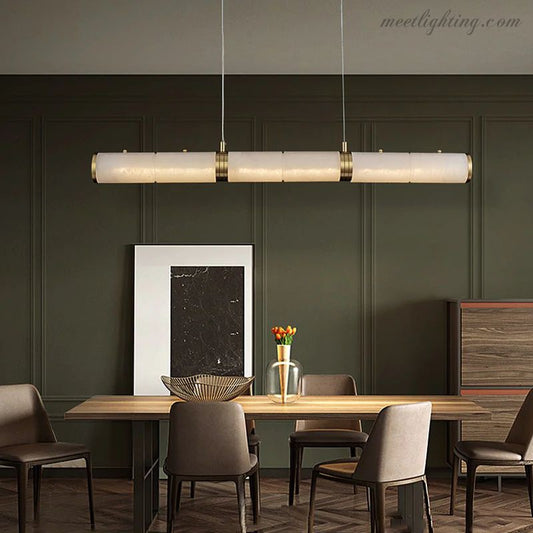 Alabaster Pillar Linear Chandelier-Meet Lighting