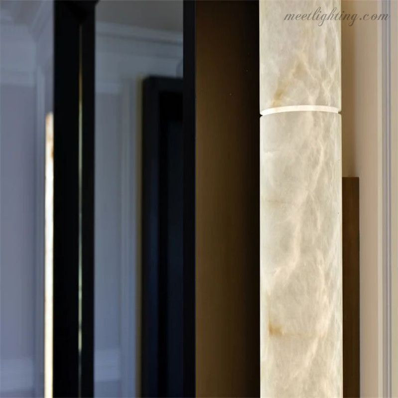 Alabaster Pillar Sconce-Meet Lighting