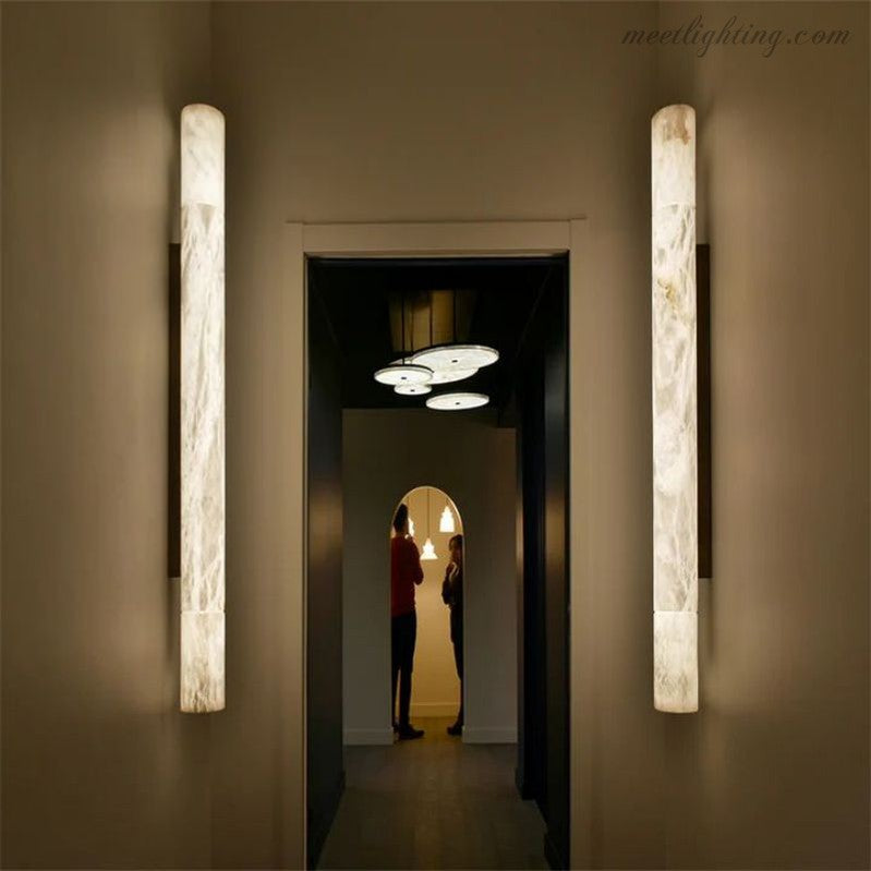 Alabaster Pillar Sconce-Meet Lighting