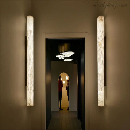 Alabaster Pillar Sconce-Meet Lighting