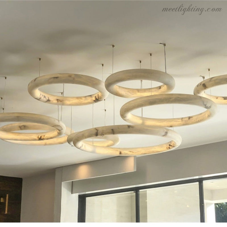 Alabaster Ring Chandelier Pendant For Living Room Dinning Room-Meet Lighting