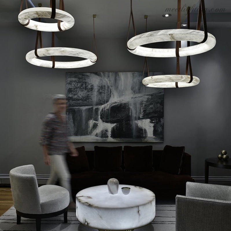 Alabaster Ring Chandelier Pendant For Living Room Dinning Room-MEET LIGHTING