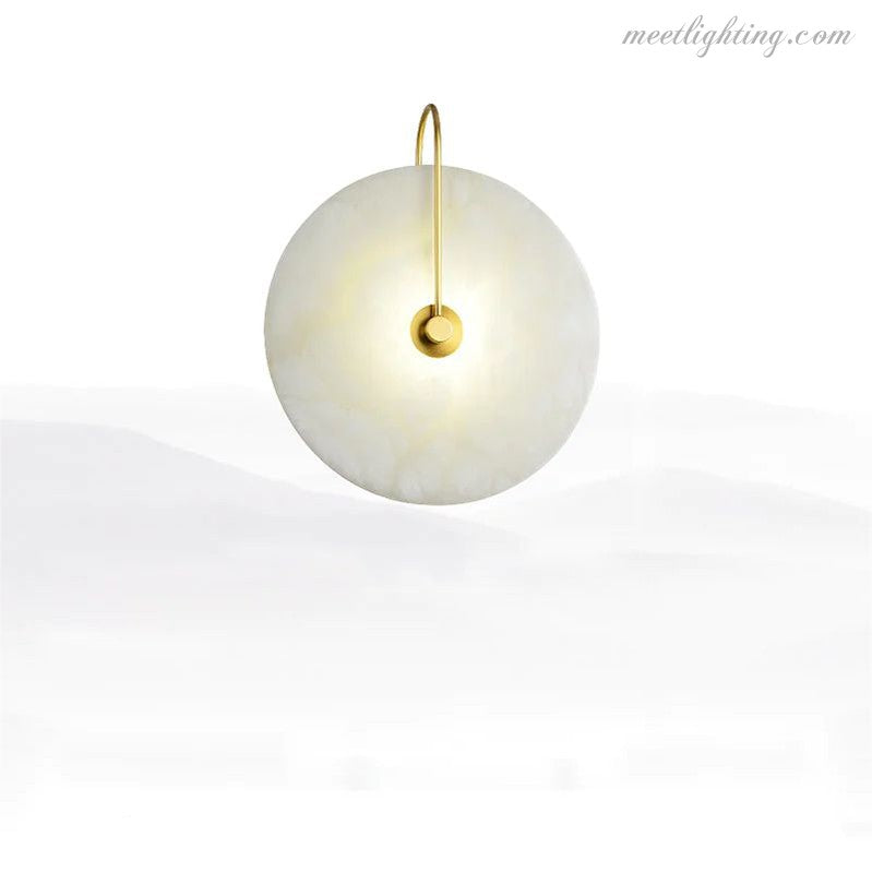 Alabaster Round Bedroom Bedside Wall Sconce-Meet Lighting