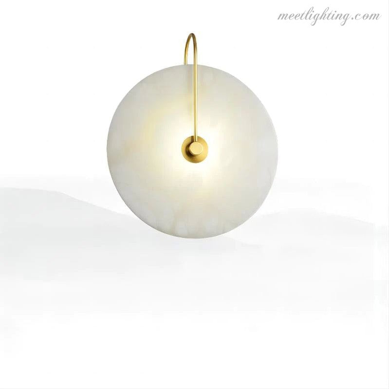 Alabaster Round Bedroom Bedside Wall Sconce-Meet Lighting