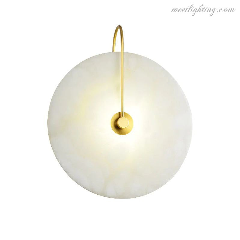 Alabaster Round Bedroom Bedside Wall Sconce-Meet Lighting