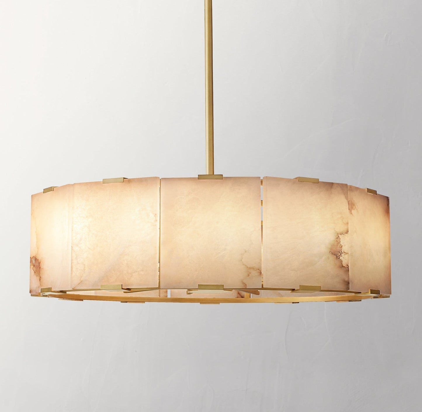 Alabaster Round Brass Pendant-Meet Lighting