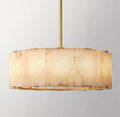 Alabaster Round Brass Pendant-Meet Lighting