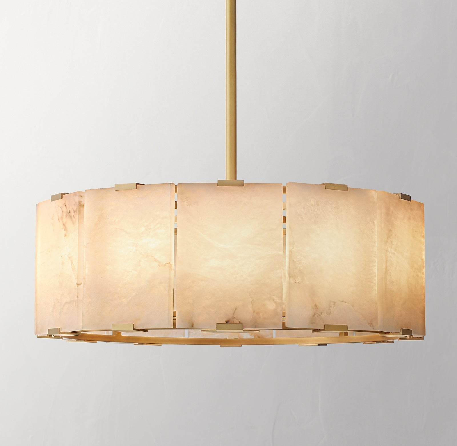 Alabaster Round Brass Pendant-Meet Lighting