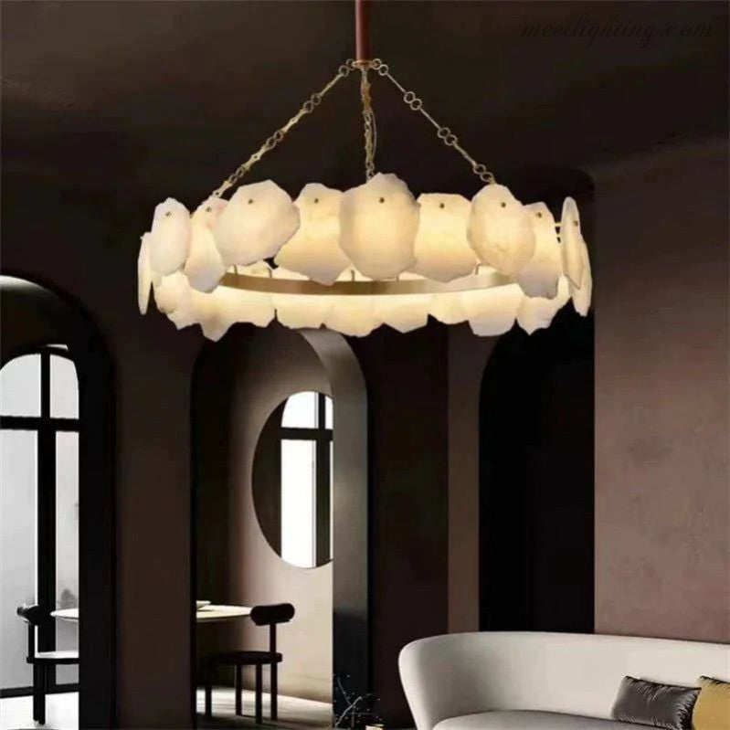 Alabaster Round Chandelier-MEET LIGHTING